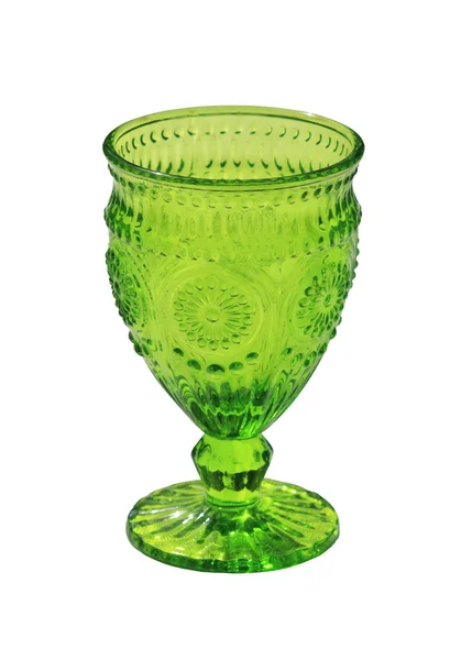 Copo de vinho de vidro verde - objeto isolado em um fundo branco — Fotografia de Stock