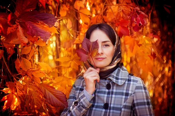 Осень и девушка — стоковое фото