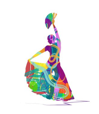 soyut flamenko dansçısı siluet