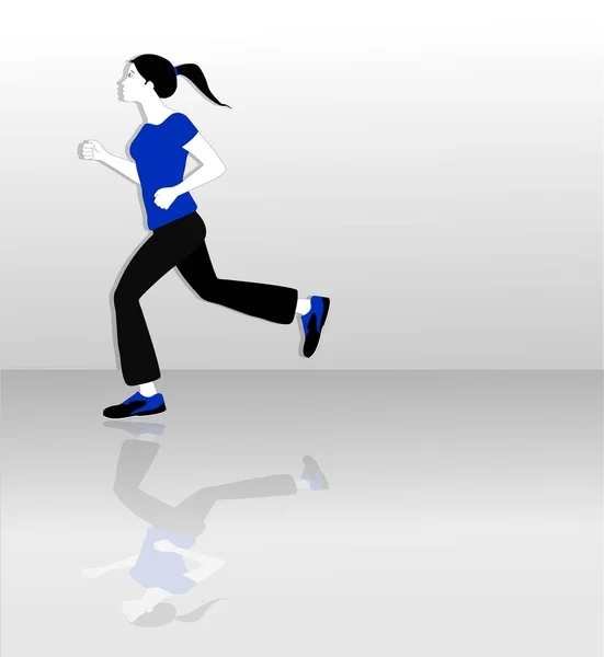 Mujer corriendo en gradiente fondo — Vector de stock