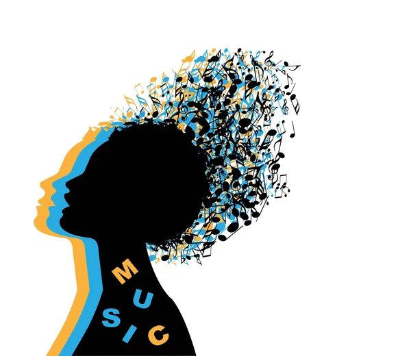 Woman and musical notes — Stock Vector