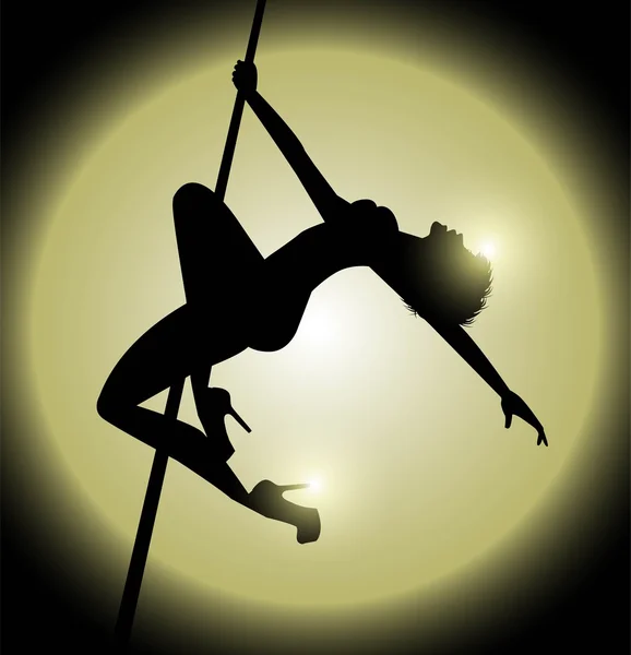 Donna che pratica la pole dance — Vettoriale Stock