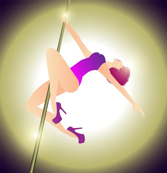 Donna che pratica la pole dance — Vettoriale Stock