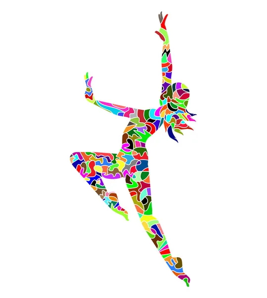 白い背景のダンサーの女の子のシルエットのベクトルイラスト — ストックベクタ