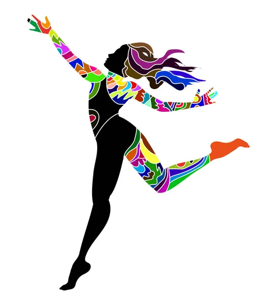 白色背景上的向量的舞者剪影 — 图库矢量图片