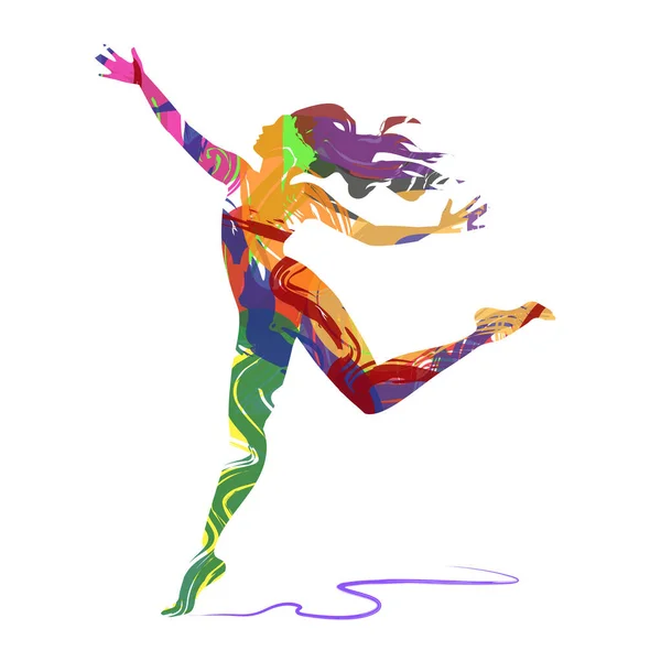 白の背景にベクトル ダンサーのシルエット — ストックベクタ