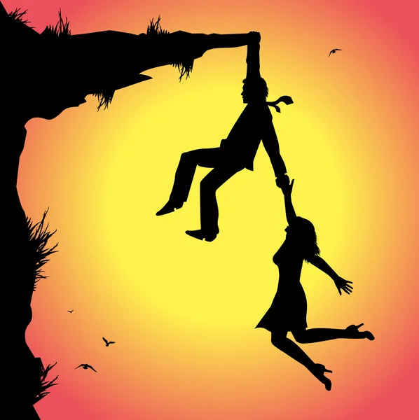 Homme et femme sur le précipice — Image vectorielle