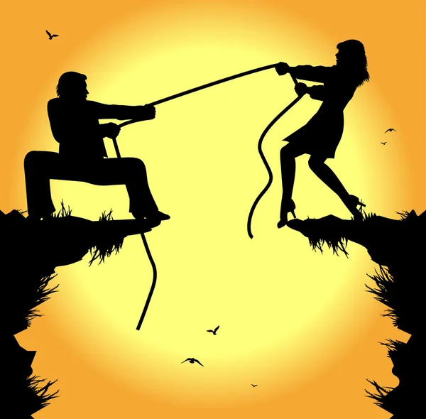 erkek ve kadın arasındaki halat çekme