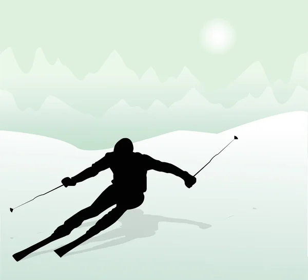 Silueta lyžař — Stockový vektor