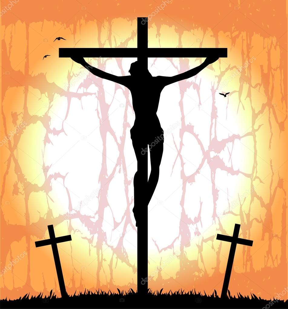 Silhouette of Christ on the cross