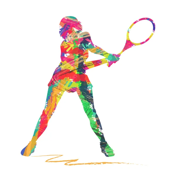 Astratto Silhouette giocatore di tennis — Vettoriale Stock