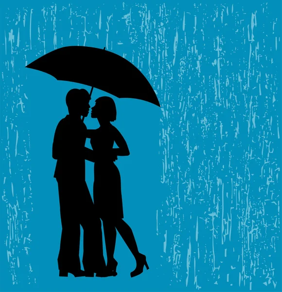 Les amoureux sous la pluie — Image vectorielle