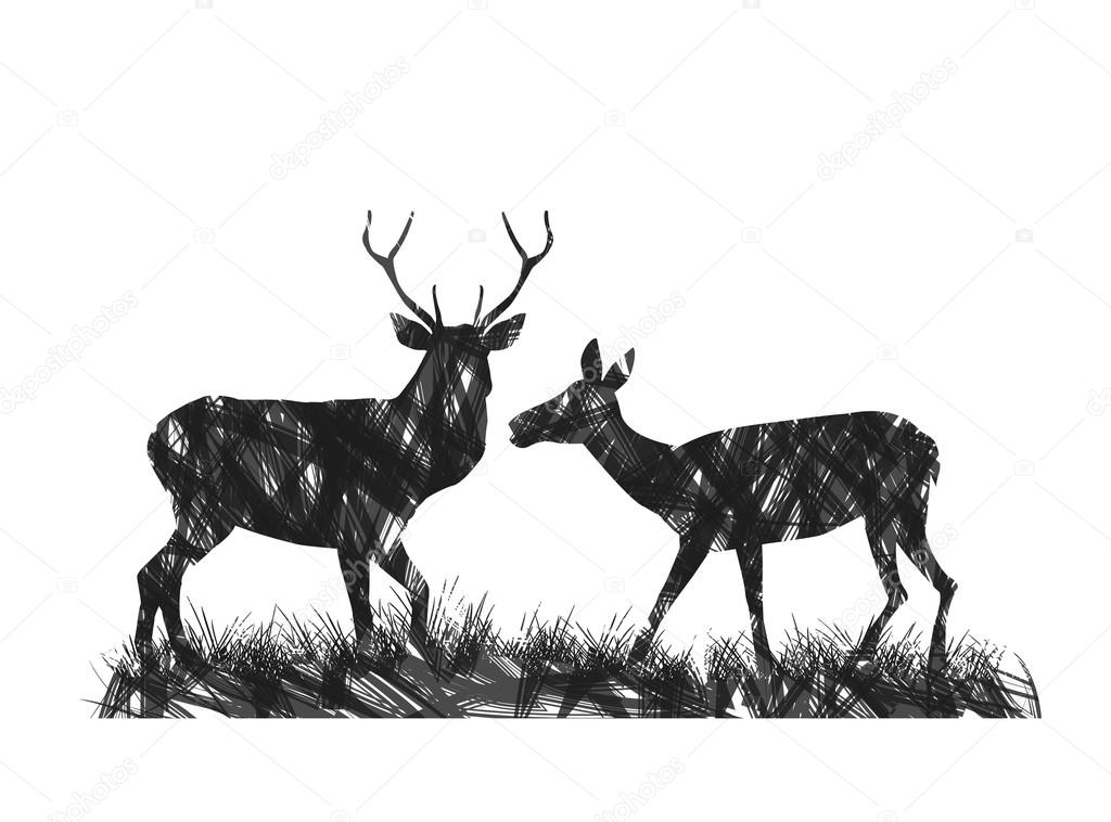 Abstract deer couple