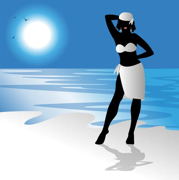 Sexy Bikini Girl on Beach — Stock Vector © meshaq2000 11660447