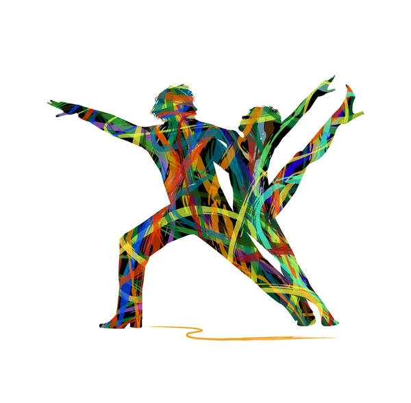 Silhouette abstraite des danseurs — Image vectorielle