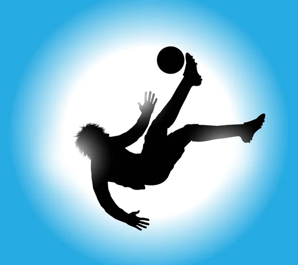 Silhouette giocatore di calcio — Vettoriale Stock