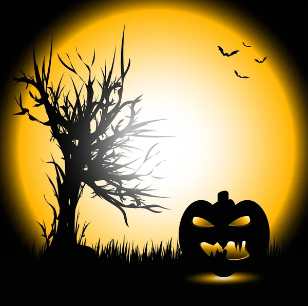 Asustado árbol de halloween — Vector de stock