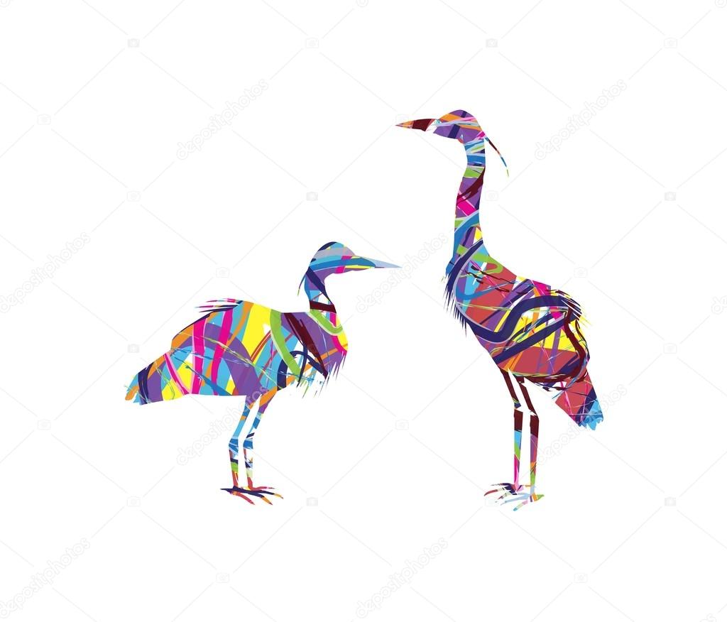 abstract  herons on white background