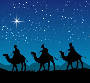 Christmas scene with the three wise men clipart