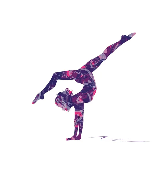 Fille qui pratique la gymnastique sur le faisceau — Image vectorielle