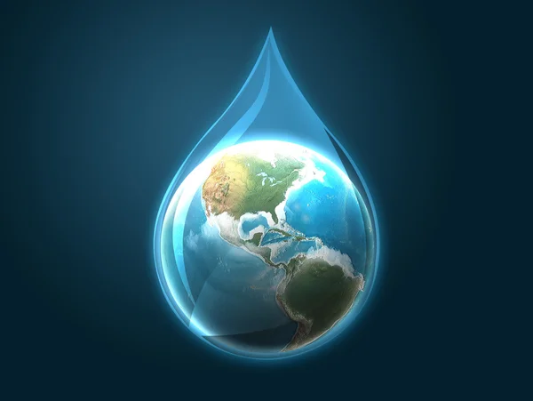 Earth inside water drop — Stock Photo, Image