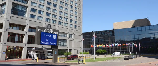 SeaGate Center flag entrance — Stock Photo, Image