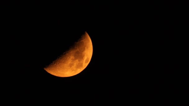 神秘的橘黄色的月亮 — 图库视频影像
