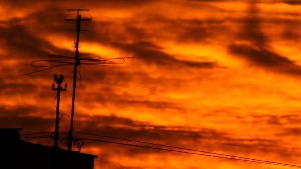 Gün batımı yanan anten — Stok video