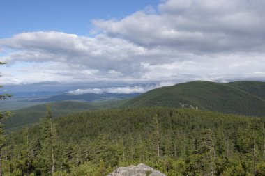 Tayganın yamaçlarında bulutların altında