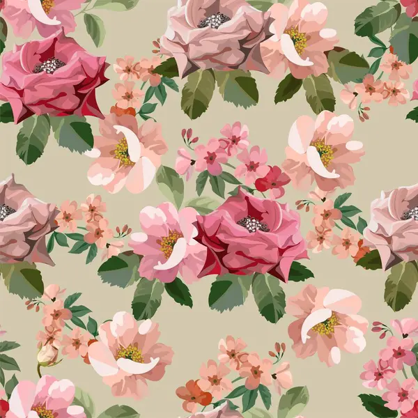 Rosa Rose Nahtlose Muster Vektor Illustration — Stockfoto