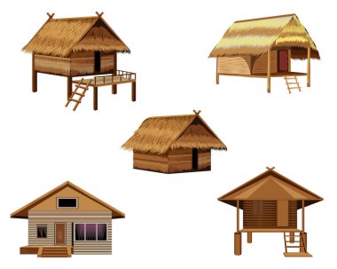 isolated straw hut on white background vector design clipart