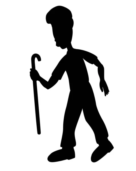 Hombre Con Muletas Mano — Vector de stock