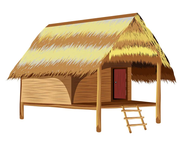 Cabane Paille Isolée Sur Fond Blanc Conception Vectorielle — Image vectorielle