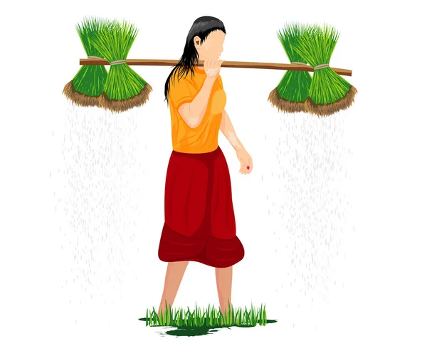 Ilustração Agricultor Asiático —  Vetores de Stock