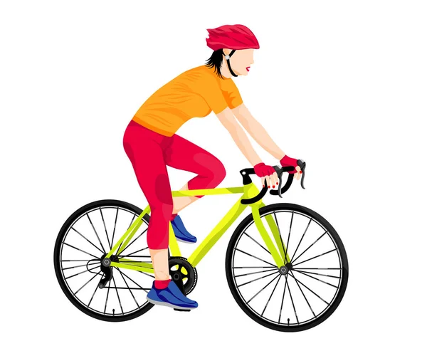 Mujer Con Bicicleta Ilustración Vectorial — Vector de stock