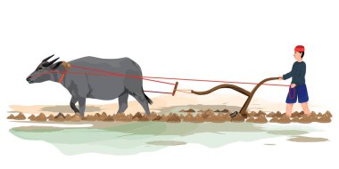 Nehirde elinde olta olan bir adam. vektör illüstrasyonu