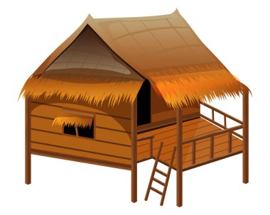 Çatısı olan ahşap bir ev