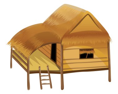 Çadırlı ahşap kulübe. vektör illüstrasyonu