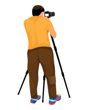 Kameralı profesyonel fotoğrafçı, vektör illüstrasyonu