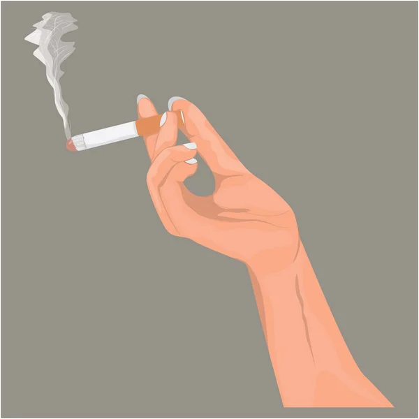 Smoking Cigarette Stick Hand — Vector de stock