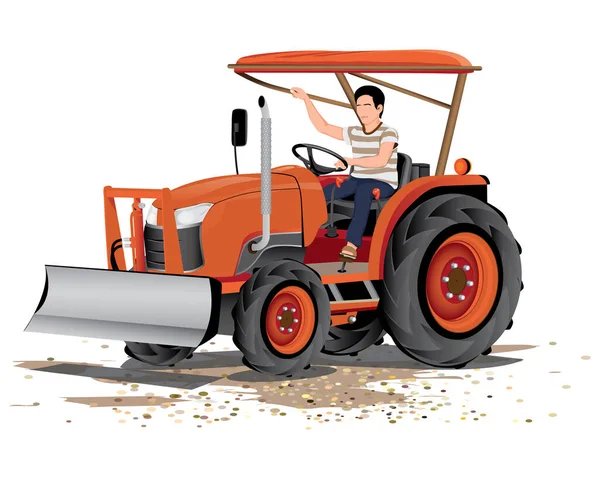 Traktor Mit Einem Eimer Heu — Stockvektor