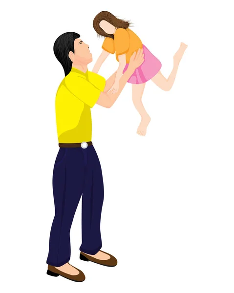 Vector Illustration Couple Young Woman Her Father — Archivo Imágenes Vectoriales