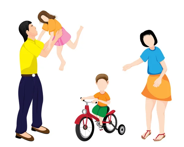 Family Children Father Daughter Parents Boy Girl Vector Illustration — Archivo Imágenes Vectoriales