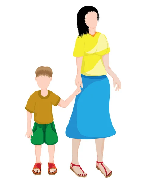 Vector Illustration Couple Little Daughter — Archivo Imágenes Vectoriales