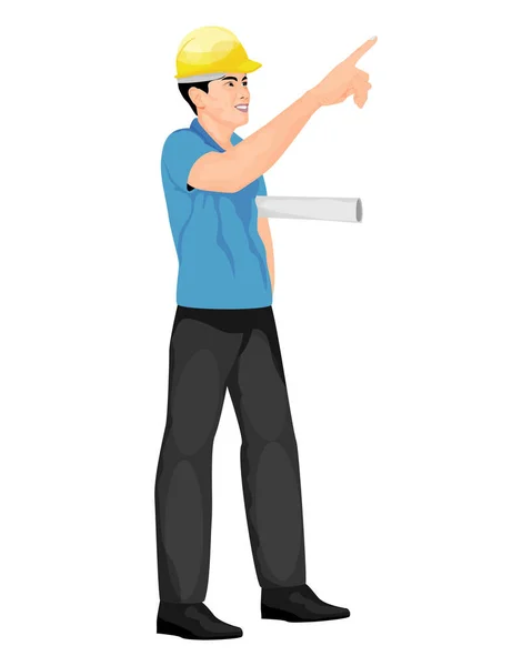 Illustration Man Helmet Hammer — Stock Vector