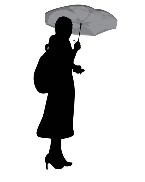 Silhouette Woman Umbrella — Stock Vector