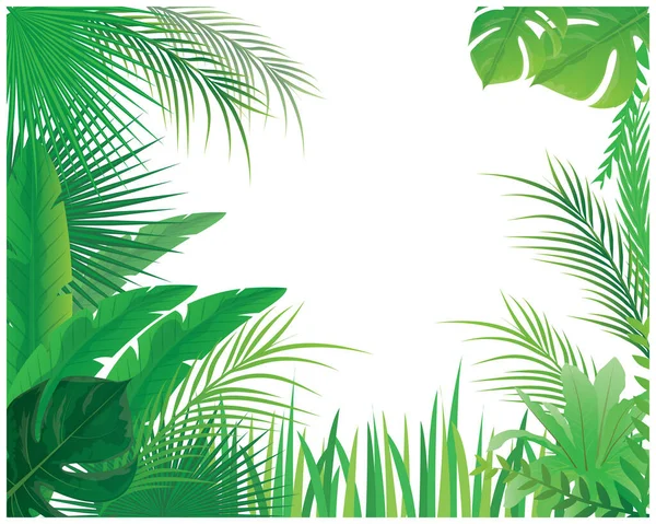 Tropical Green Leaves Vector Illustration — Vector de stock