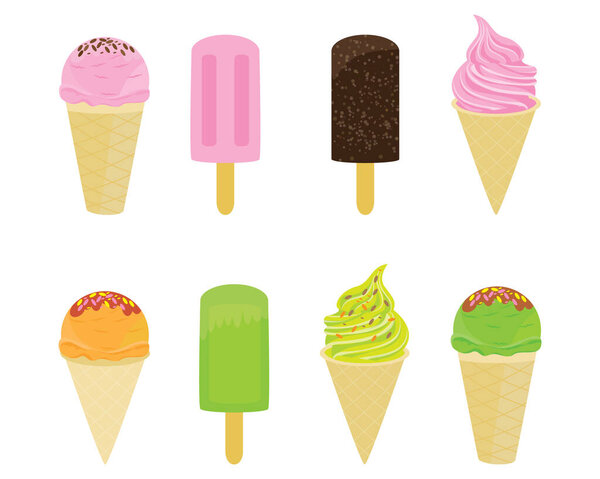 ice cream set. cartoon vector illustration