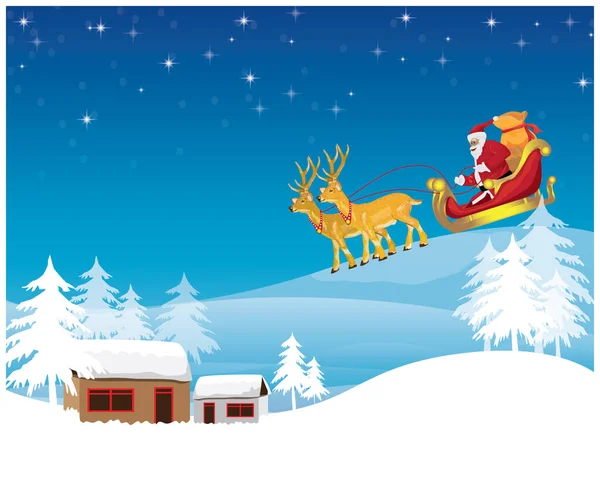 鹿とクリスマスの背景のイラスト — ストックベクタ