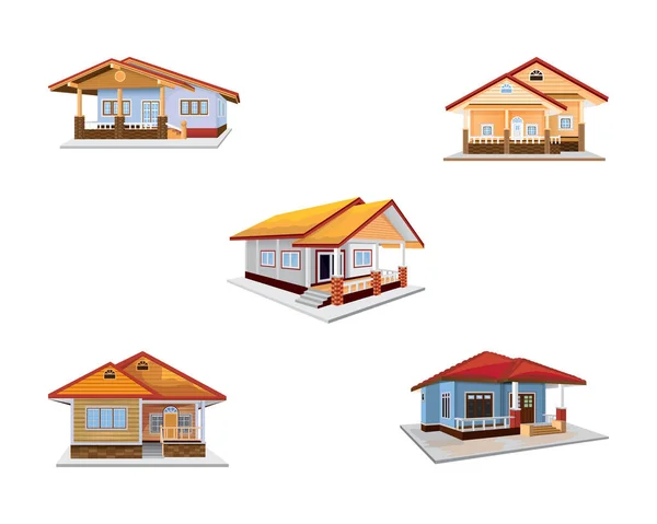 在白色背景上孤立的卡通风格的房子图标 家庭符号向量图解 — 图库矢量图片